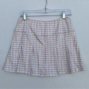 Elodie Pleated Mini Skirt Womens Large  Pink Multi | Elastic waist